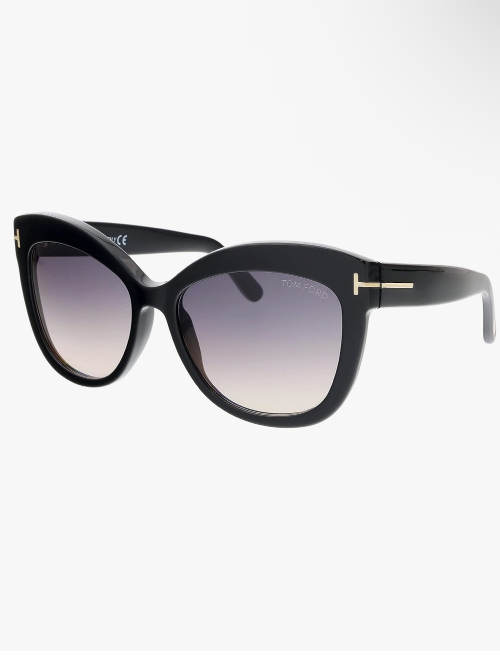 Tom Ford Black Cat-Eye Sunglasses with Gold-T Accents